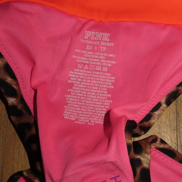 RARE Victoria's Secret PINK Hunter Orange Leopard Cheeky Tiny Pushup Bikini XS - Picture 13 of 15